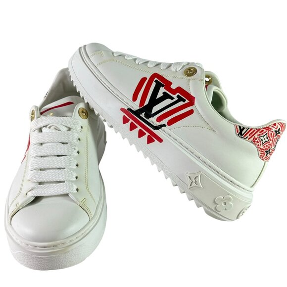 LOUIS VUITTON White Leather LV Crafty Time Out Women's Sneakers 36 - 6US - Picture 1 of 12